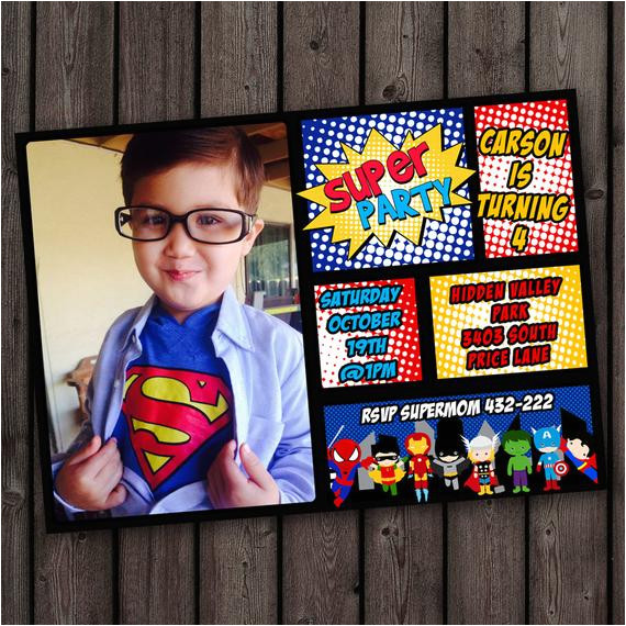 Superman Birthday Invitation Template Superhero Invitation Fast Customize Custom Picture