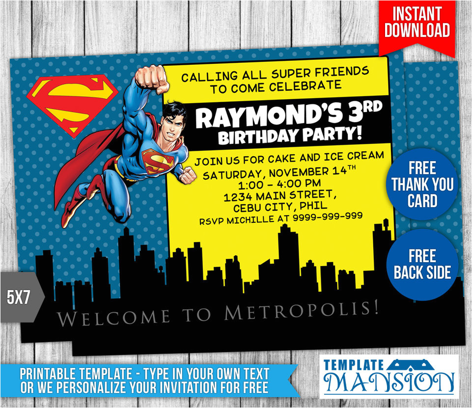 Superman Birthday Invitation Template Superman Birthday Invitation Template by Templatemansion