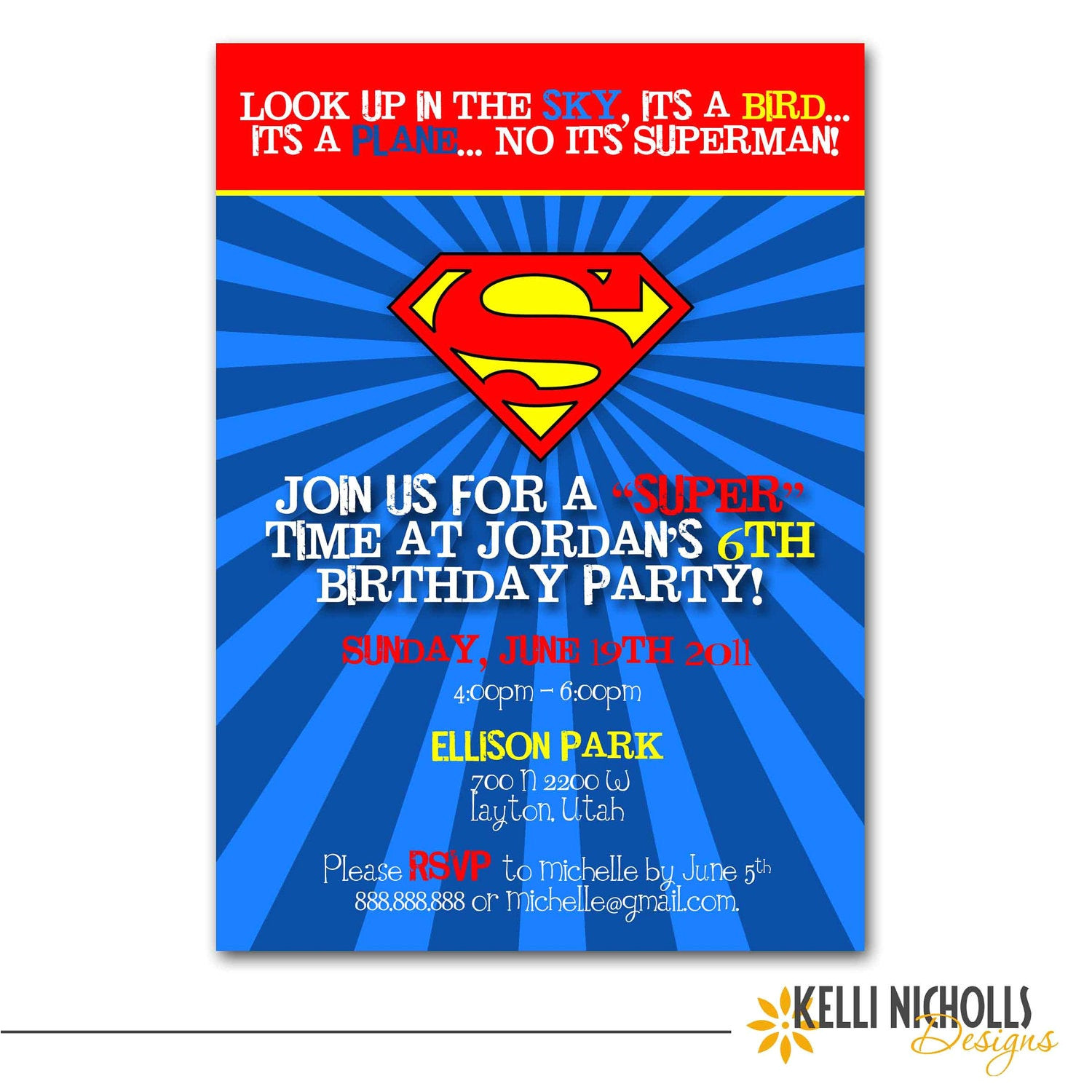 Superman Birthday Invitation Template Superman Birthday Party Invitation Custom for Allison Schall