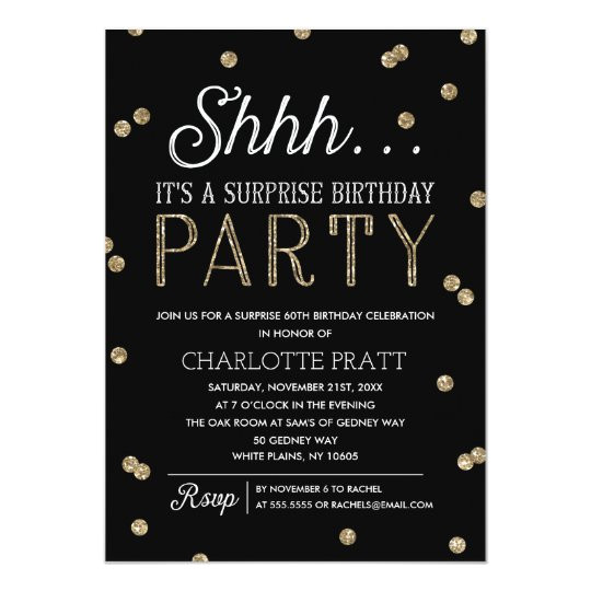 Surprise Party Invitation Template Uk Shh Surprise Birthday Party Faux Glitter Confetti