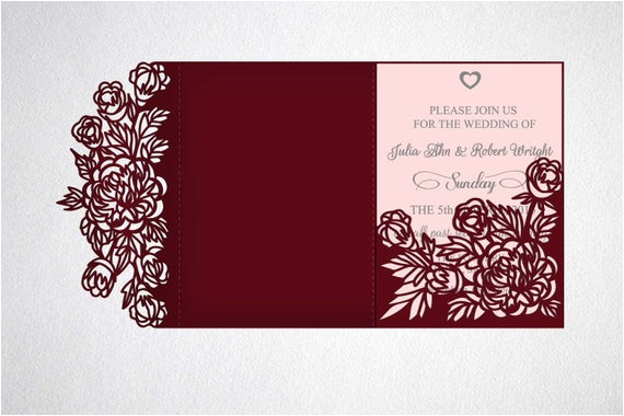 Svg Wedding Invitation Template Tri Fold Wedding Invitation Svg Cricut Laser Cut Template