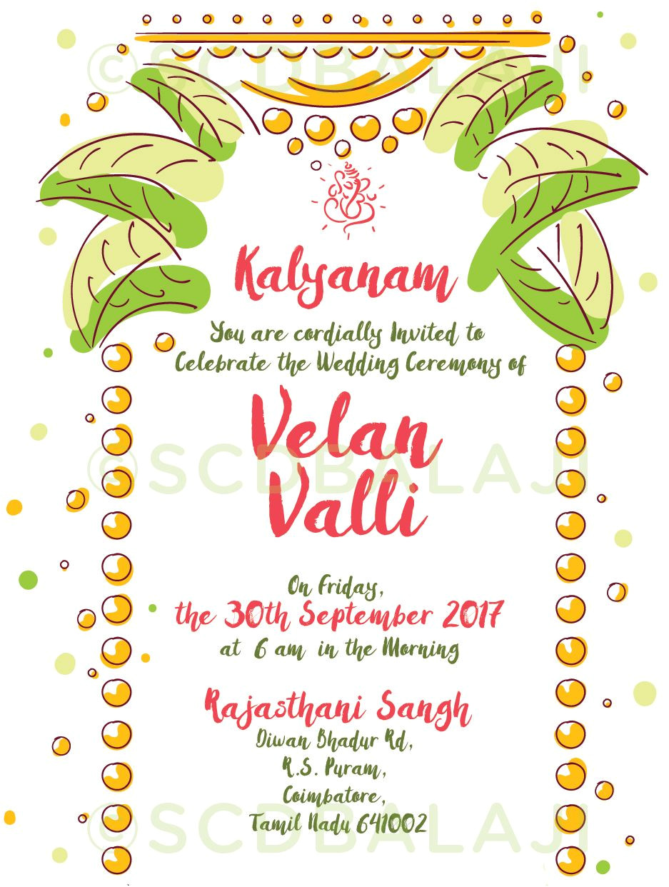 Tamil Wedding Invitation Template Vector south Indian Tamil Wedding Invitation Design and