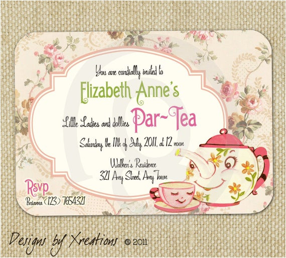 Tea Party Invitation Template Word Items Similar to Cute Vintage Tea Party Invitation Digital