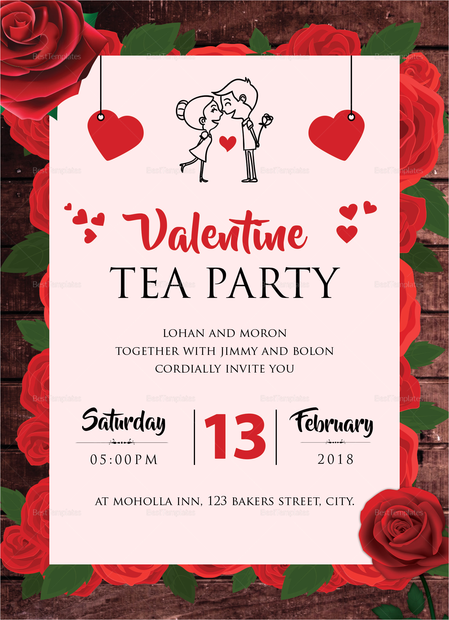 Tea Party Invitation Template Word Valentine Tea Party Invitation Design Template In Word