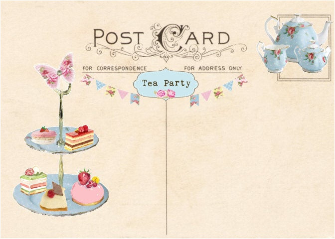 Tea Party Invitation Template Word Vintage Tea Party Invitation Tea Party Postcard Printable