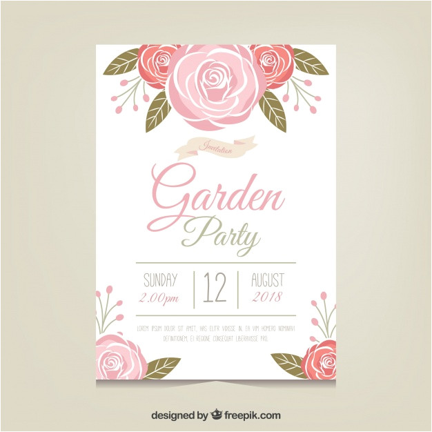 Template Invitation Party Vector Garden Party Invitation Template with Beautiful Flowers