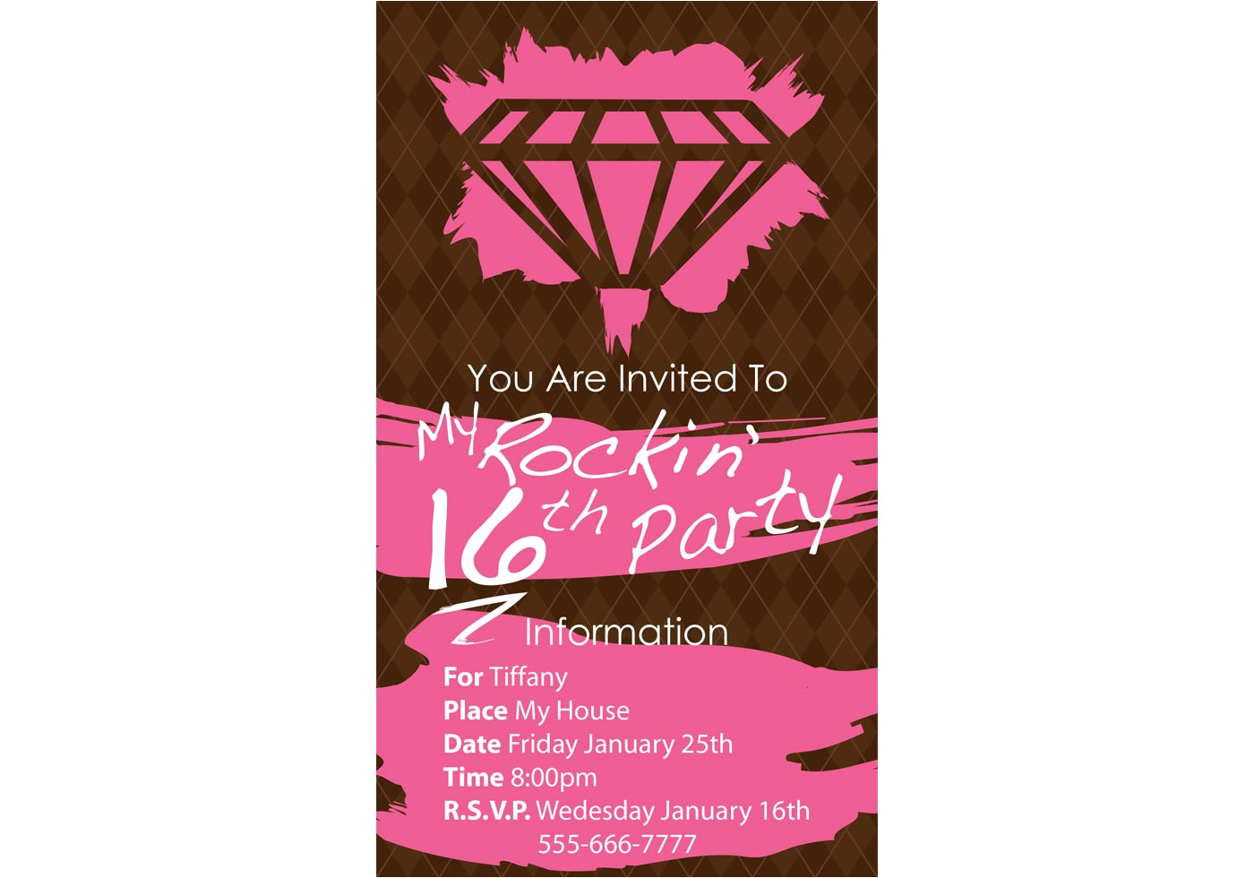 Template Invitation Party Vector My Rockin Sixteenth Invitation Vector Template