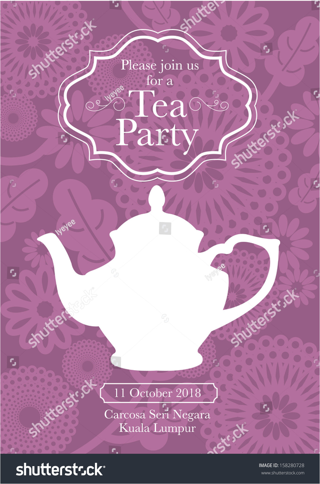 Template Invitation Party Vector Tea Party Invitation Card Template Vectorillustration
