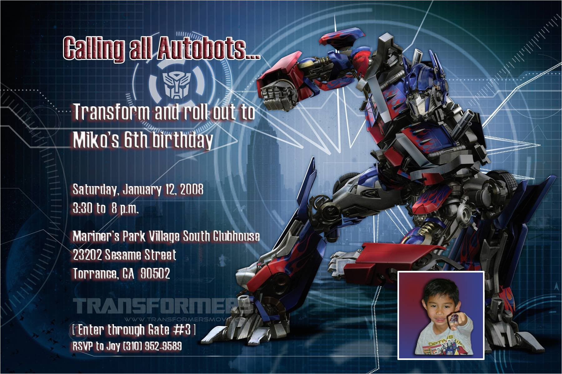 Transformers Birthday Invitation Template Rallyartdesign
