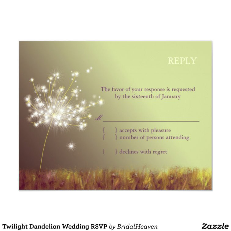 Twilight Wedding Invitation Template Twilight Dandelion Wedding Rsvp Card Zazzle