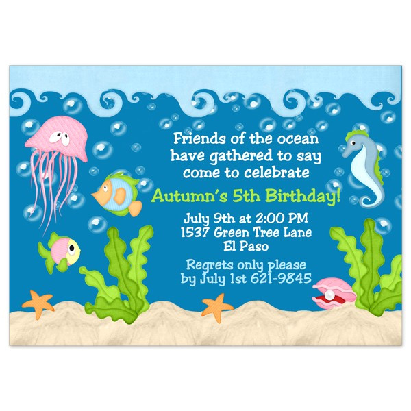 Under the Sea Birthday Invitation Template Free Under the Sea Birthday Invitations Wording Free