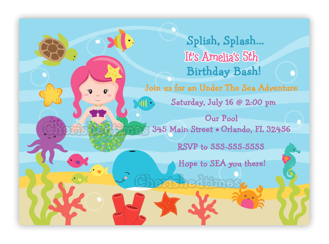 Under the Sea Birthday Party Invitation Template Under the Sea Birthday Invitations Wording Free