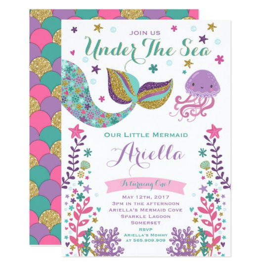 Under the Sea Party Invitation Template Mermaid Birthday Invitation Under the Sea Party Zazzle Com