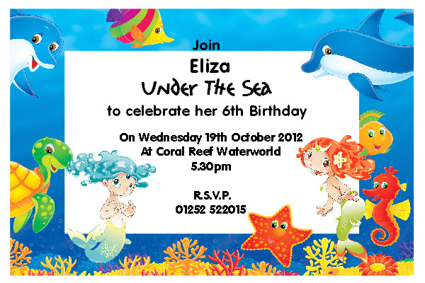 Under the Sea Party Invitation Template Under the Sea Birthday Invitations Wording Free