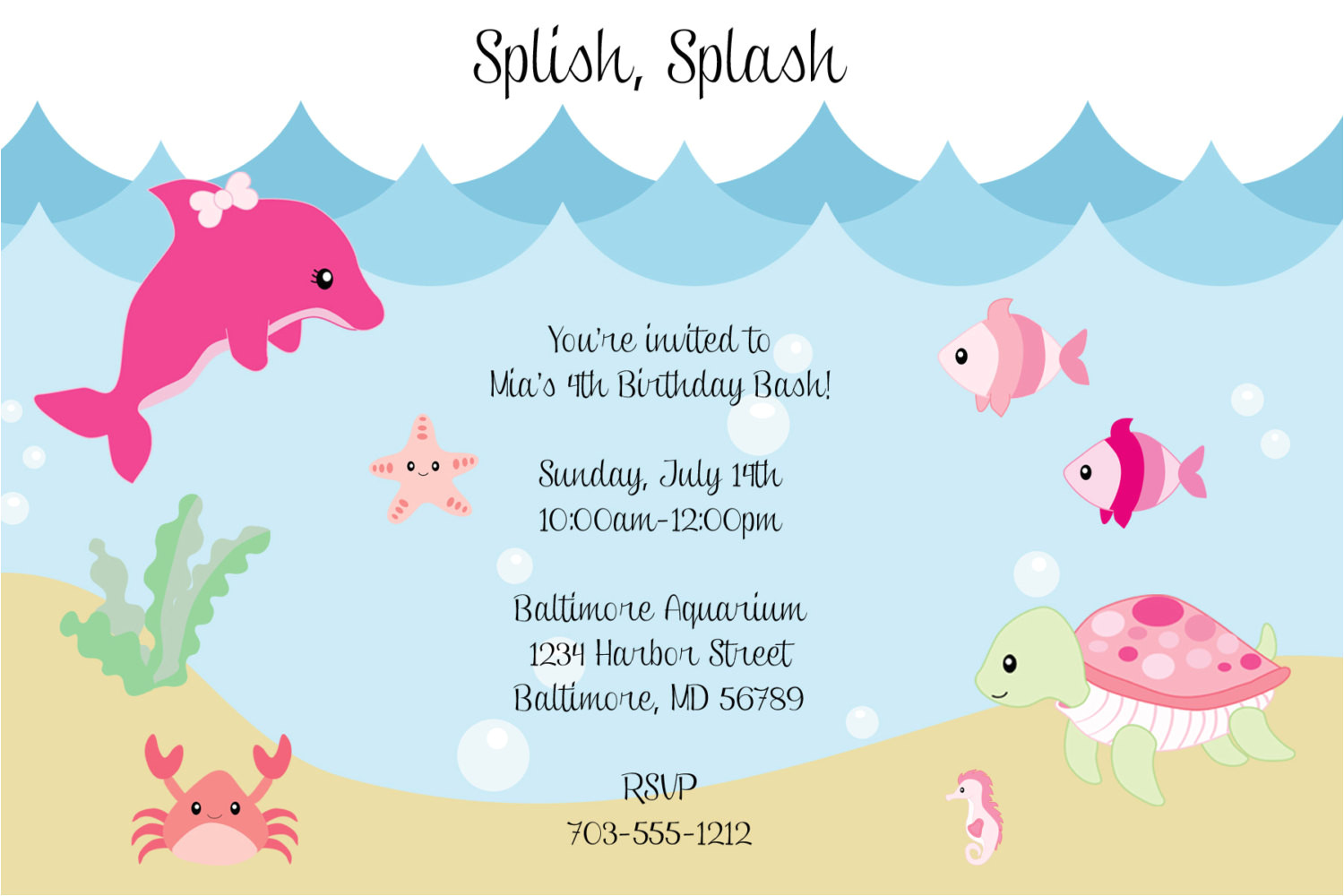Under the Sea Party Invitation Template Under the Sea Birthday Invitations Wording Free