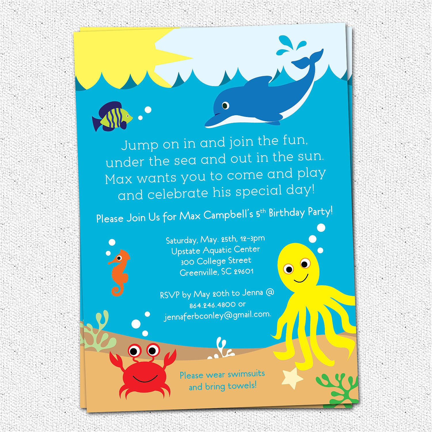 Under the Sea Party Invitation Template Under the Sea Birthday Party Invitation Printable Boy or