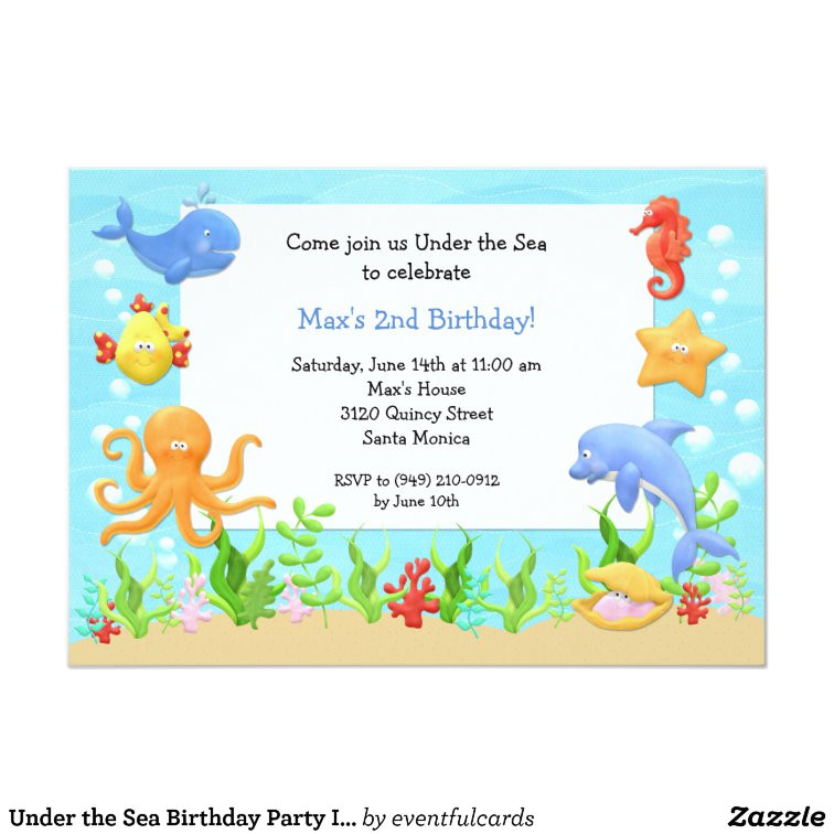 Under the Sea Party Invitation Template Under the Sea Birthday Party Invitation Zazzle