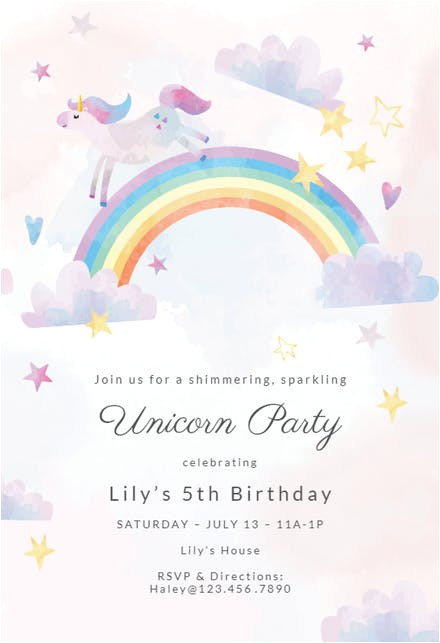 Unicorn theme Birthday Invitation Template Free Birthday Invitation Templates Free Greetings island