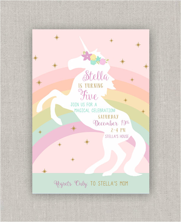 Unicorn theme Birthday Invitation Template Free Magical Unicorn Birthday Invitation by Announcingyou On Etsy