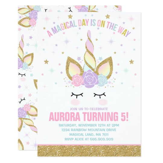 Unicorn theme Birthday Invitation Template Free Magical Unicorn Birthday Invitation Unicorn Party Zazzle Com