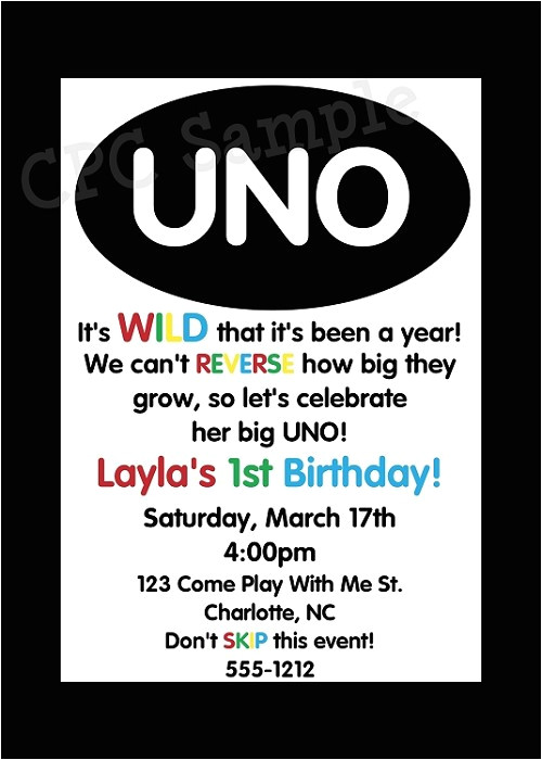 Uno Birthday Invitation Template Free Uno 1st Birthday Invitations