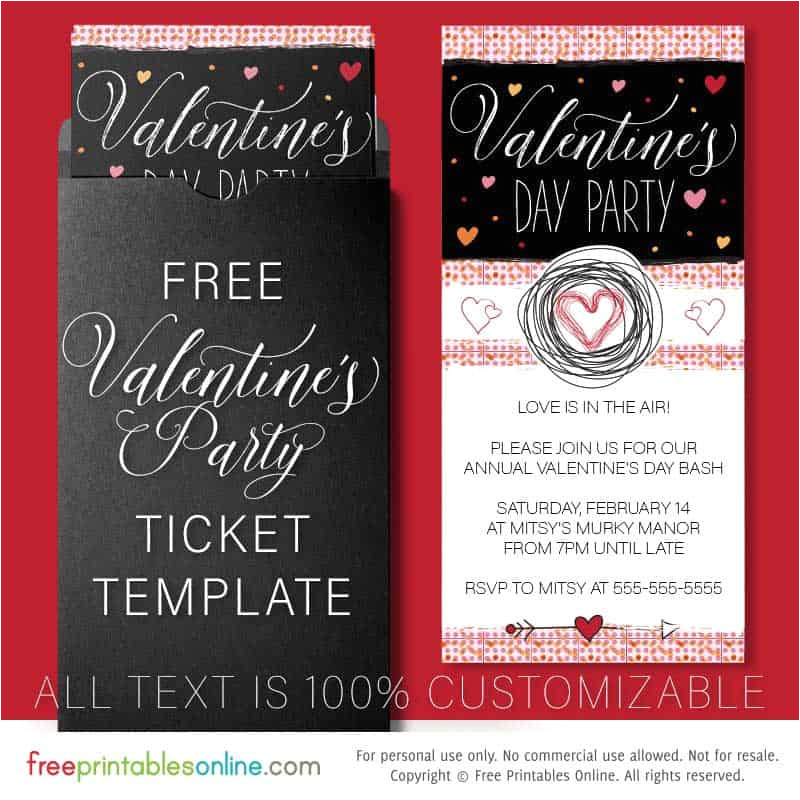 Valentine Birthday Invitation Template Valentine 39 S Day Party Invitation Template Free