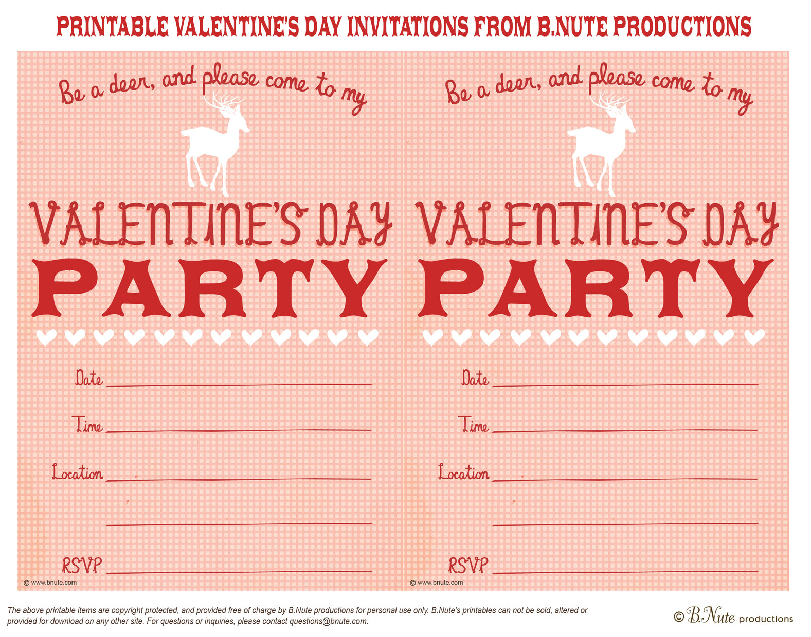 Valentine Party Invitation Template Bnute Productions Free Printable Valentine 39 S Day Party