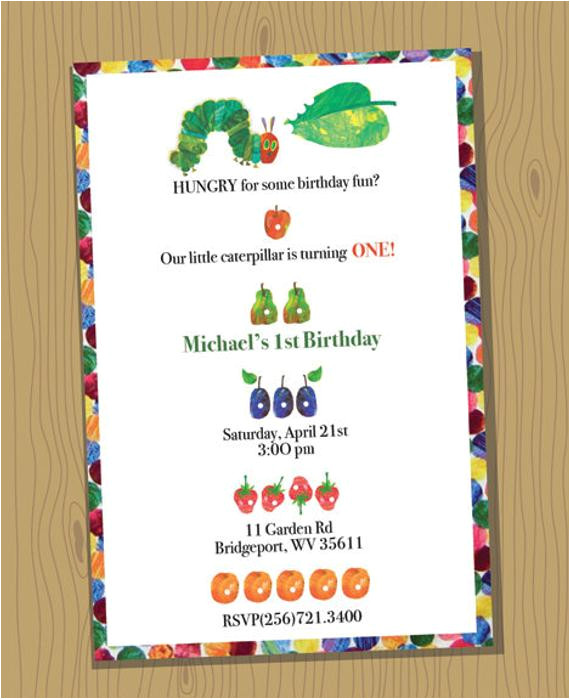 Very Hungry Caterpillar Birthday Invitation Template Items Similar to Very Hungry Caterpillar Custom Birthday