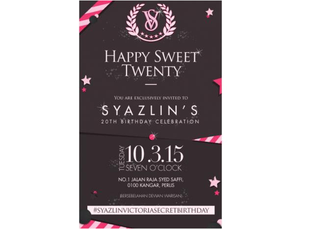 Victoria Secret Birthday Invitation Template Victoria Secret theme for Birthday Party Invitation Card