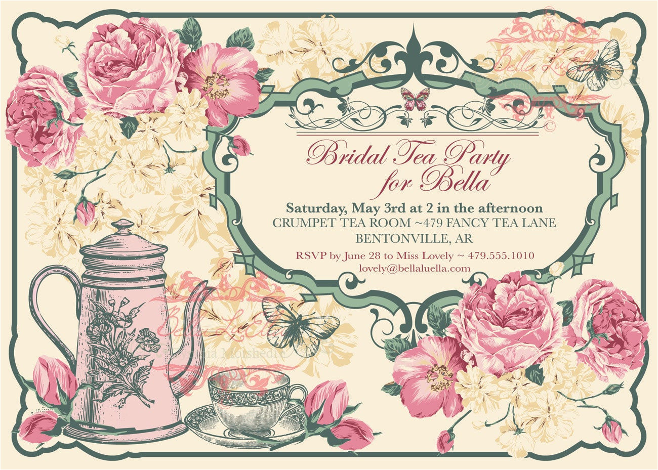 Victorian Tea Party Invitation Template Tea Party Invitation Bridal Tea Party Garden Tea Party