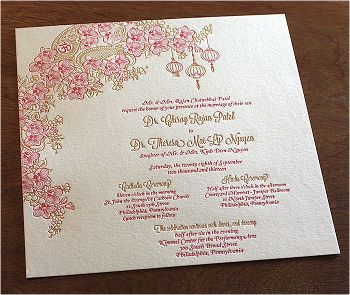 Vietnamese Wedding Invitation Template Indian and Vietnamese Wedding Invitation Set Mai