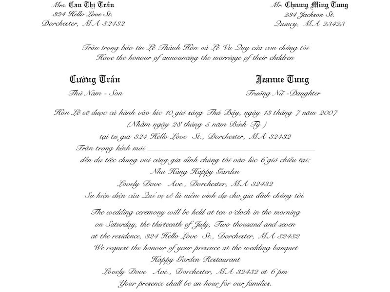 Vietnamese Wedding Invitation Template Vietnamese Wedding Invitation Template