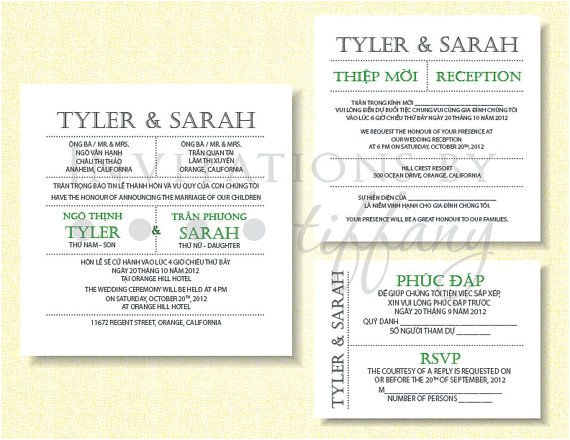 Vietnamese Wedding Invitation Template Word Document Bilingual Vietnamese Wedding Invitation