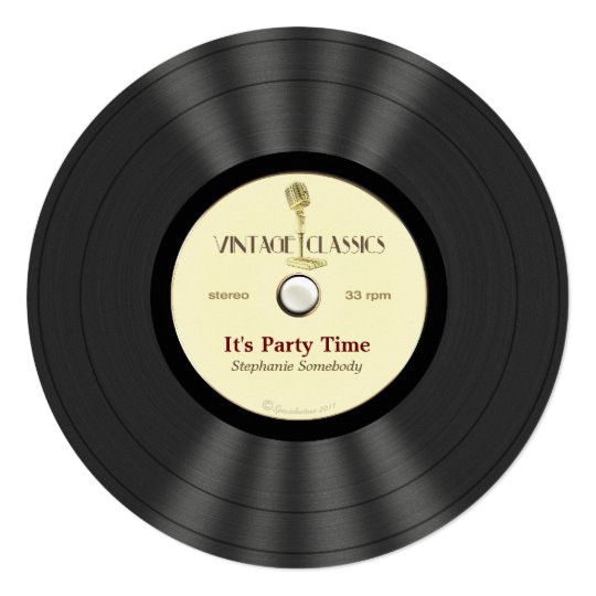 Vinyl Record Party Invitation Template Vintage Microphone Vinyl Record Party Invitations Zazzle Com