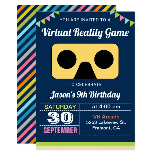 Virtual Birthday Invitation Template Vr Virtual Reality Kids Birthday Party Invitation Zazzle Com