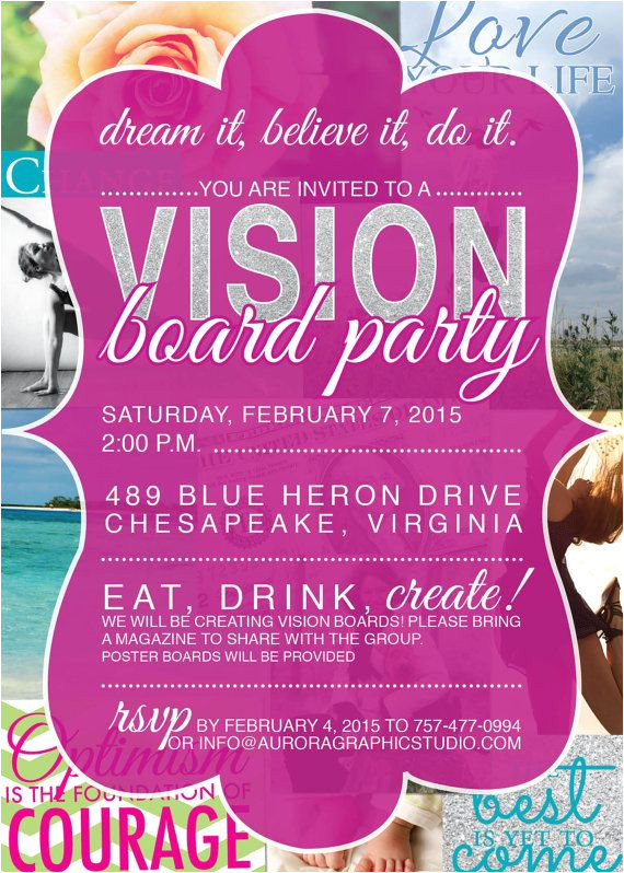Vision Board Party Invitation Template Vision Board Party Invitation events Resolutions and