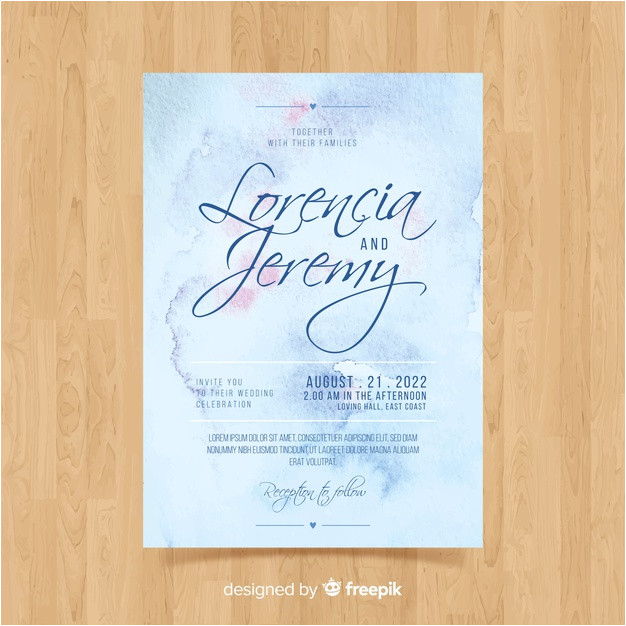 Watercolor Wedding Invitation Template Watercolor Wedding Invitation Template Vector Free Download