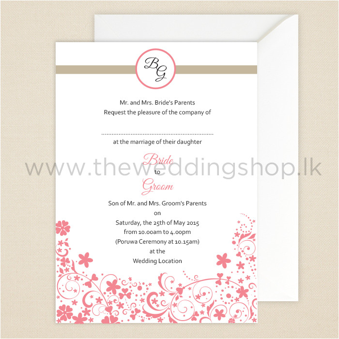 Wedding Card Invitation Wordings Sri Lanka Floral Simplicity Wedding Invitation
