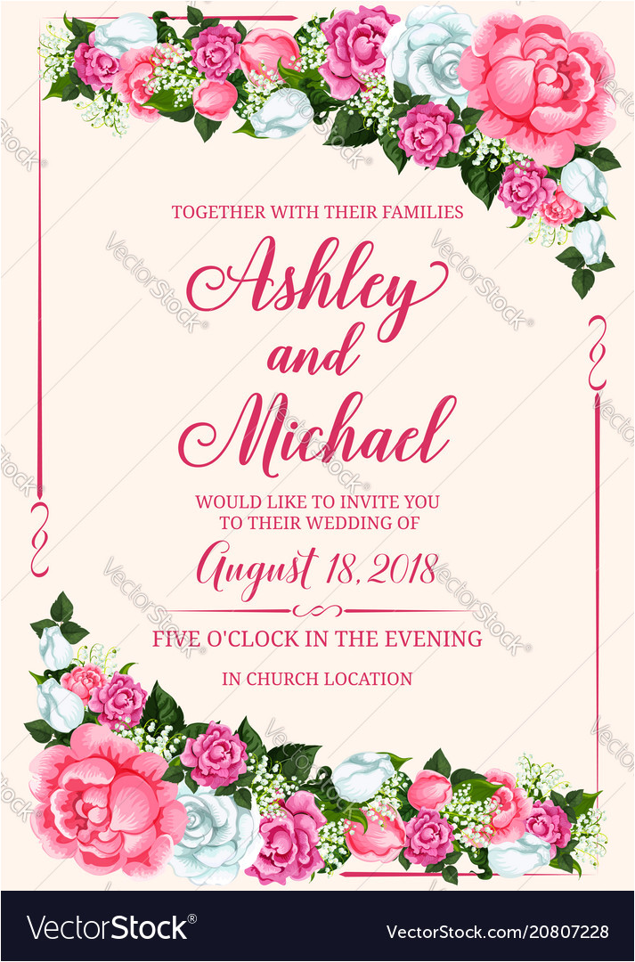 Wedding Invitation Designs Old Rose Rose Flower Frame for Wedding Invitation Design Vector Image