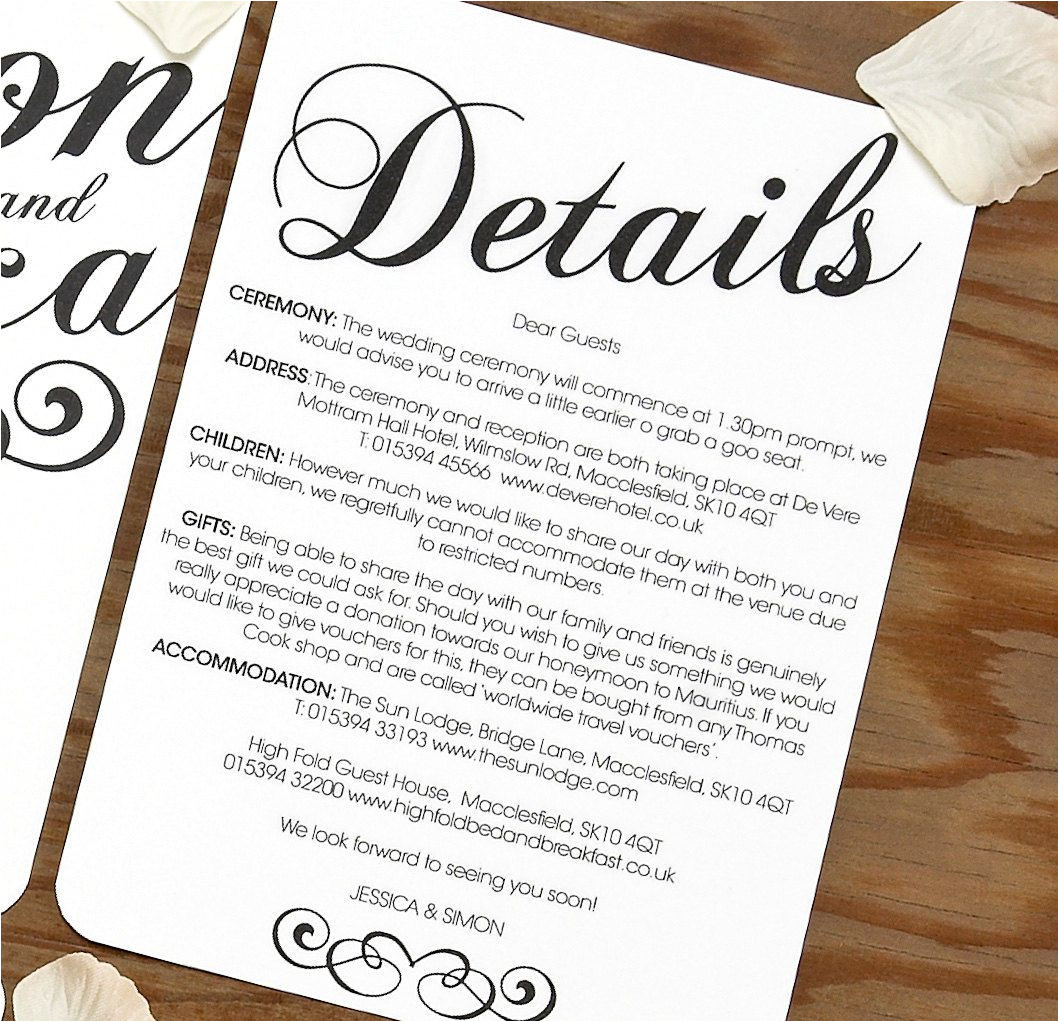Wedding Invitation Details Card Example Childless Wedding Wording Party On Wedding Paper