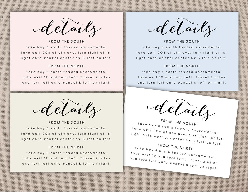 Wedding Invitation Details Card Example Details Printable Card Wedding Information Printables