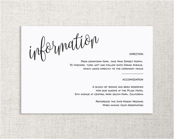 Wedding Invitation Details Card Example Wedding Enclosure Card Details Card Information Card
