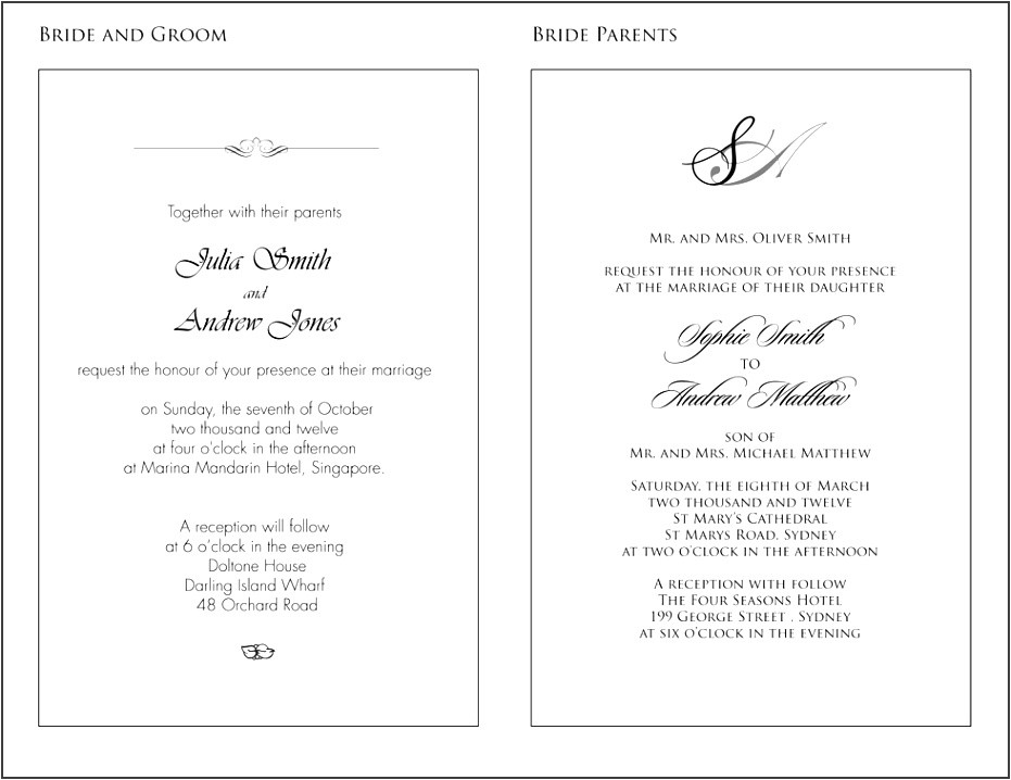 Wedding Invitation format Sample 9 formal Wedding Invitation Wording Samples