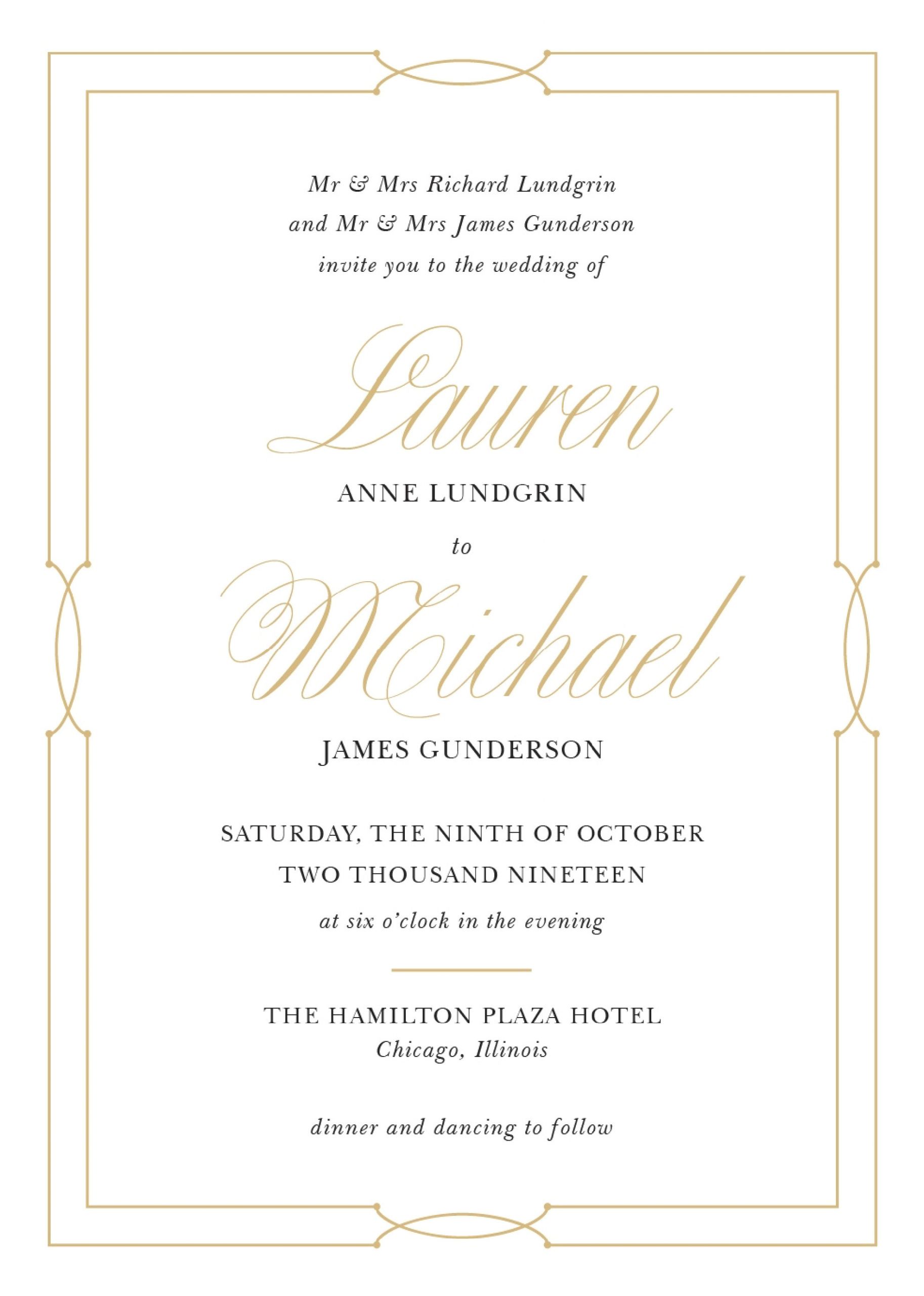 Wedding Invitation format Sample Wedding Invitation Wording Samples
