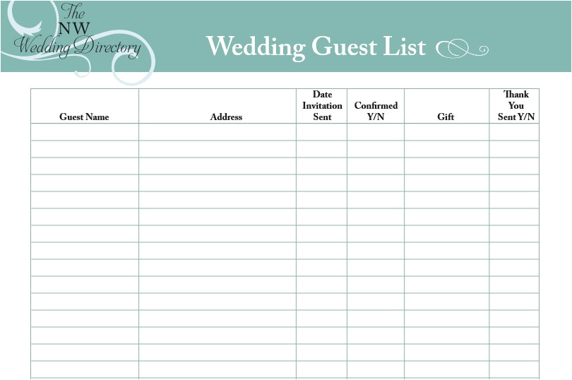 Wedding Invitation List Template 30 Free Wedding Guest List Templates Templatehub