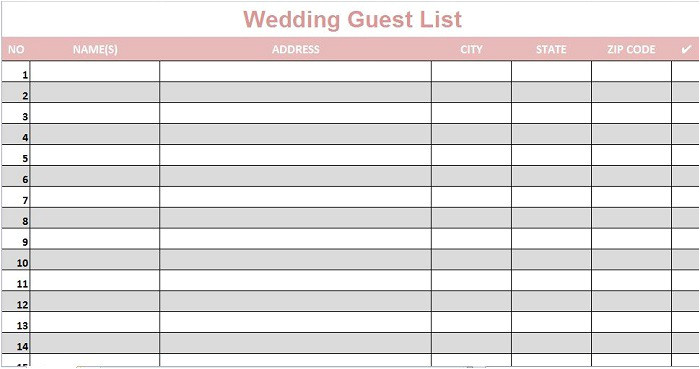 Wedding Invitation List Template 35 Beautiful Wedding Guest List Itinerary Templates