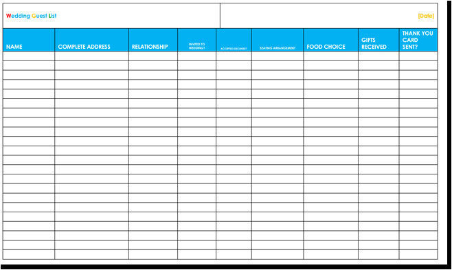 Wedding Invitation List Template Free Wedding Guest List Templates for Word and Excel
