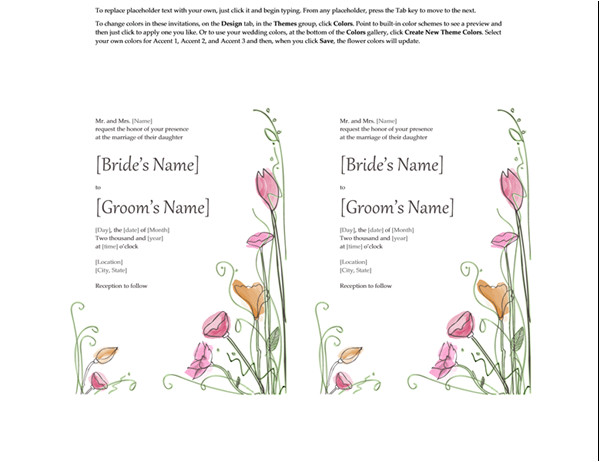 Wedding Invitation Outlook Template Wedding Invitations Watercolor Design 2 Per Page Works
