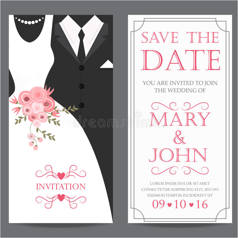Wedding Invitation Template Bride and Groom Bride and Groom Wedding Invitation Card Stock Vector