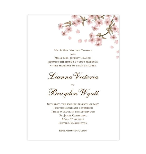 Wedding Invitation Template Cherry Blossom Cherry Blossom Wedding Invitation Pink Wedding Template Shop
